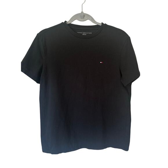 Tommy Hilfiger Black Essential Logo T-Shirt Women’s Small Stretch Cotton Blend - Picture 1 of 6
